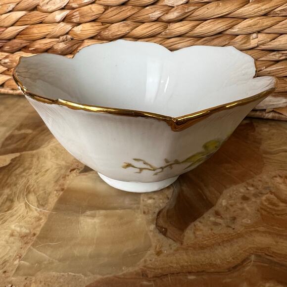 Floral Handoainted Bowl with Gold Edges - Picture 6 of 6
